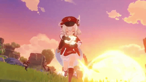 lee from Genshin Impact throwing her Jumpty Dumpty bombs, causing a large Pyro explosion.